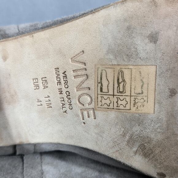 Vince Ankle Boots Womens 11 Gray Suede Block Heel Chelsea Minimal Almond Italy - Picture 10 of 10